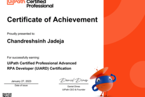 UiARD certificate – Advanced RPA Developer certified by UiPath for automation solutions
